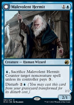 Malevolent Hermit // Benevolent Geist - Innistrad: Midnight Hunt (Rare) [MID-61]