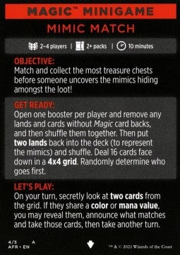 Magic Minigame: Mimic Match - Adventures in the Forgotten Realms: Extras (Tip Card) [XAFR-A4]