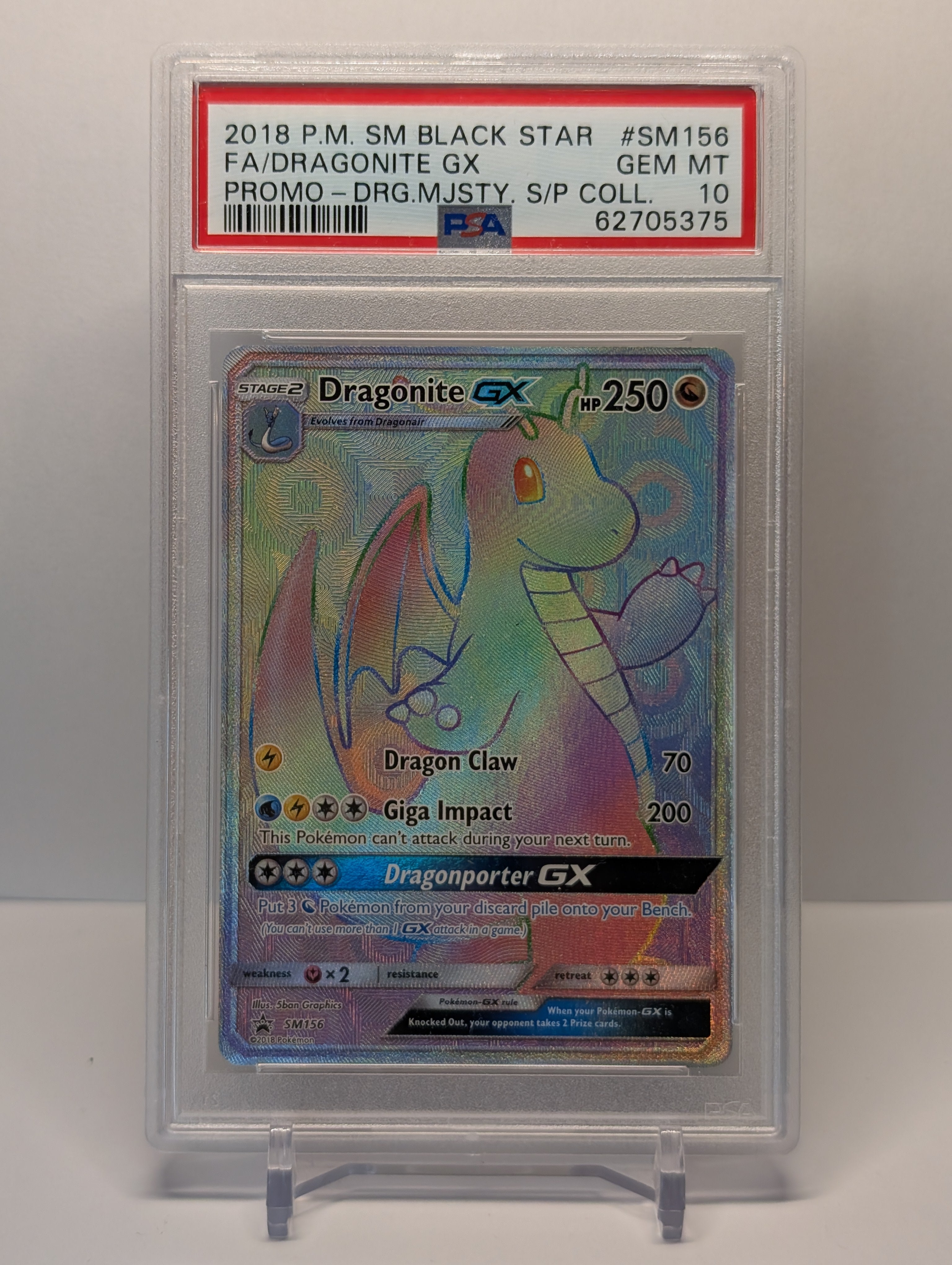 PSA 10 - Dragonite GX - SM156 - Dragon Majesty Premium Powers Collection