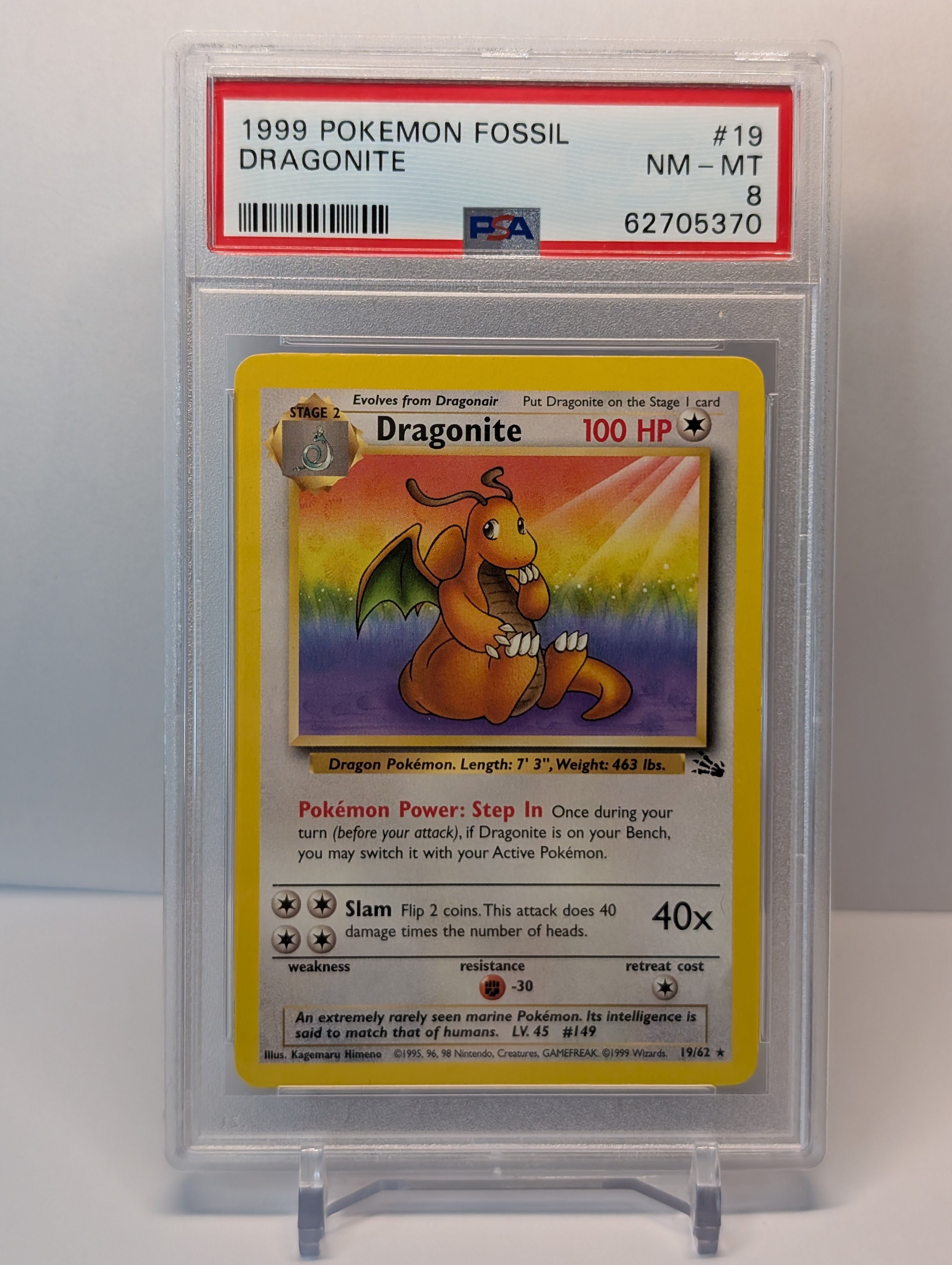 PSA 8 - Dragonite - 19/62 - Fossil