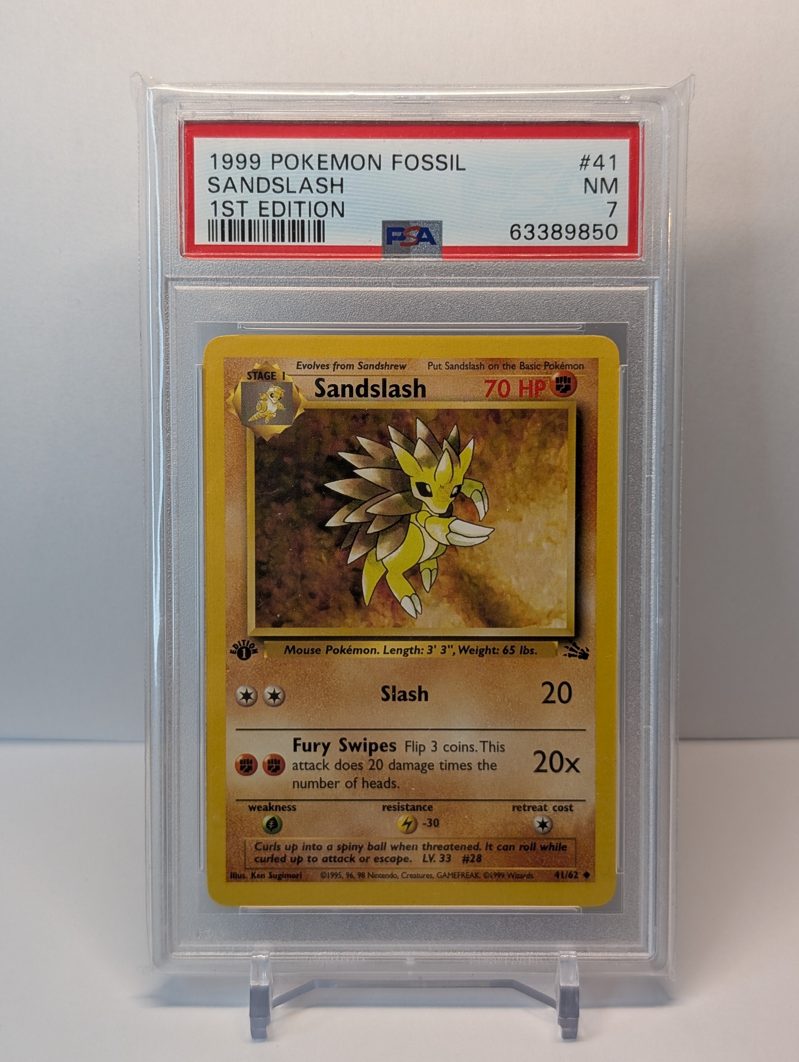 PSA 7 - Sandslash - 41/62 - Fossil (1st Edition)