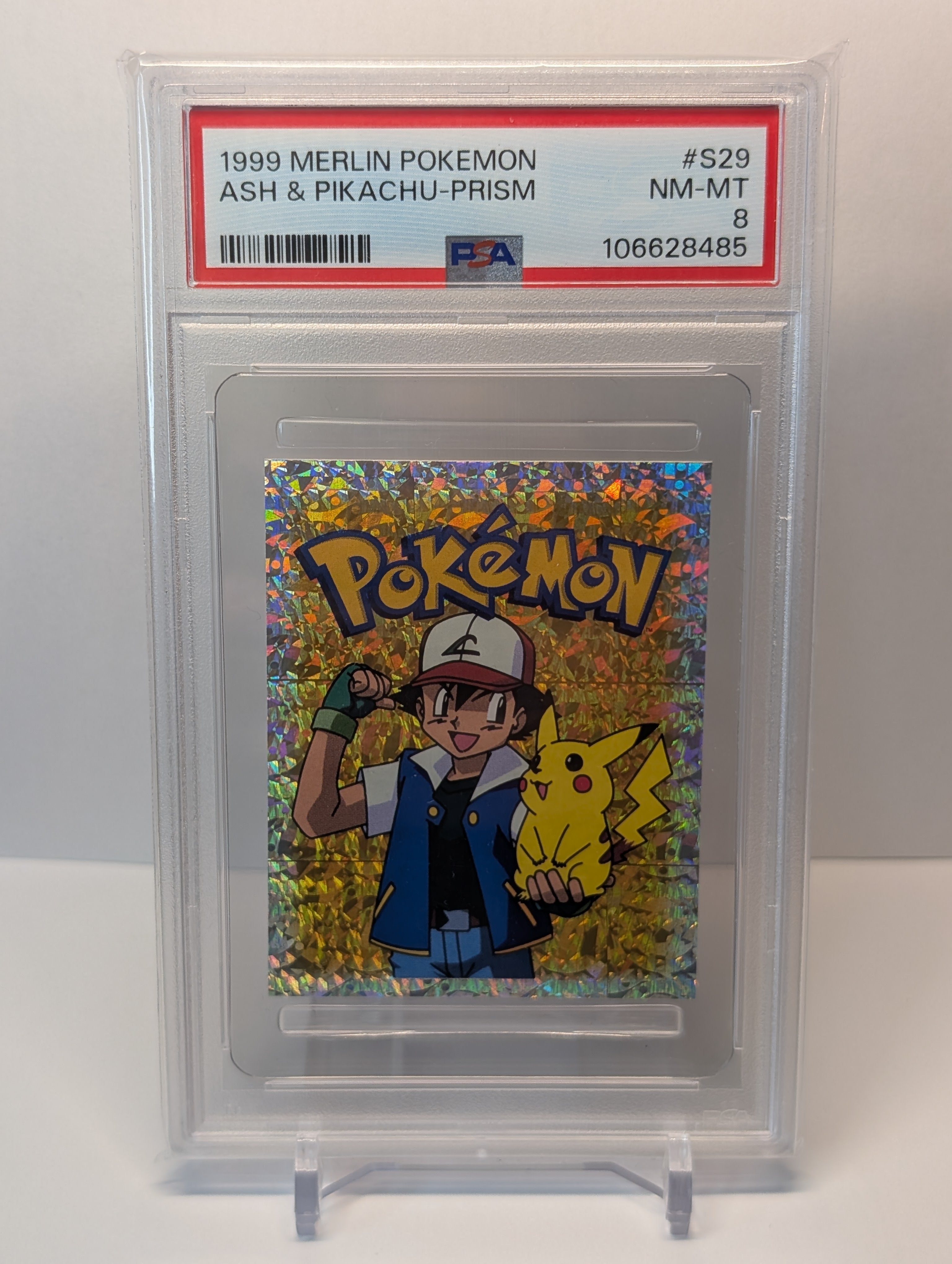 PSA 8 - Ash & Pikachu - S2 - Merlin (Prism)