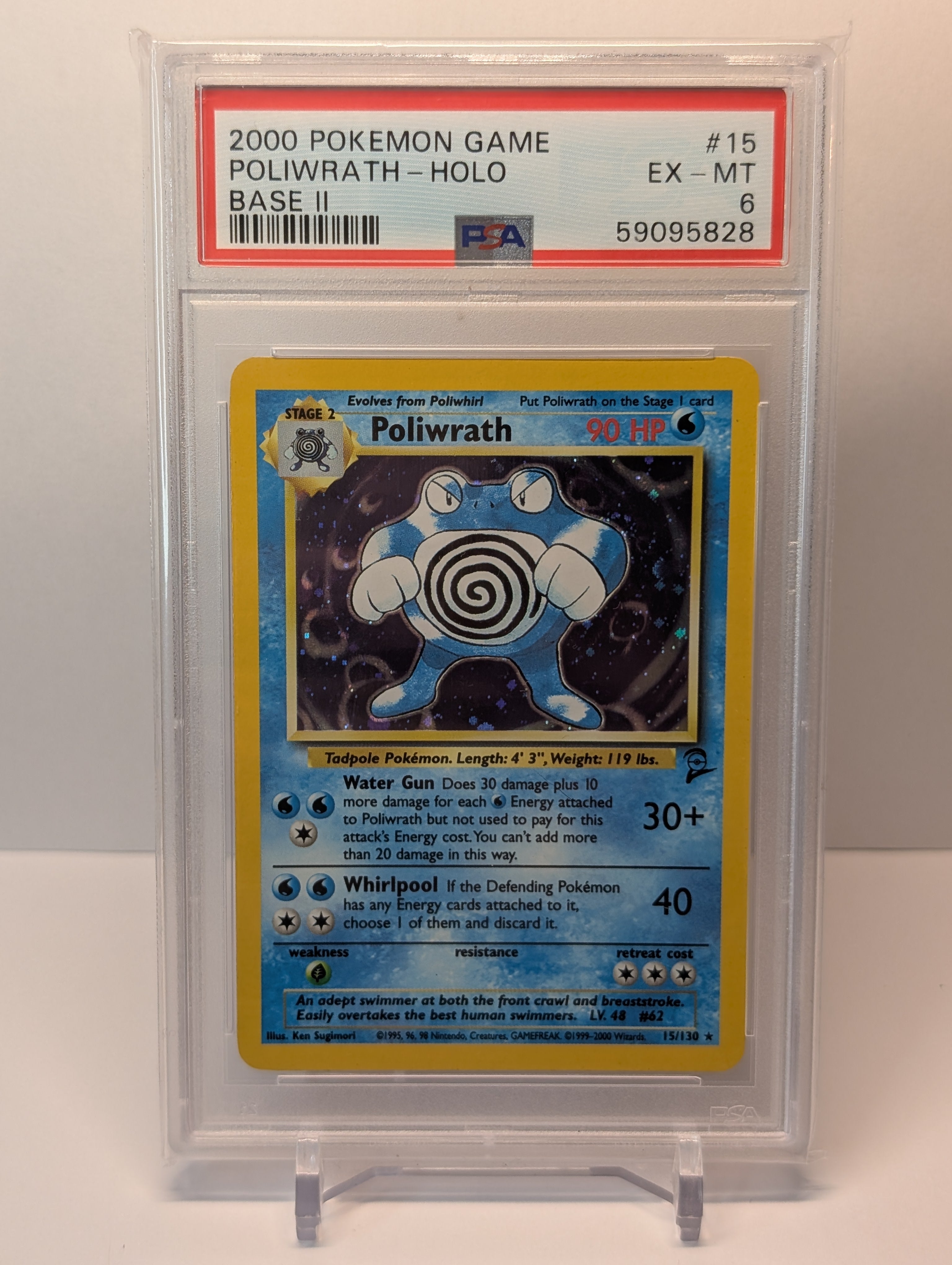 PSA 6 - Poliwrath - 15/130 - Base Set 2